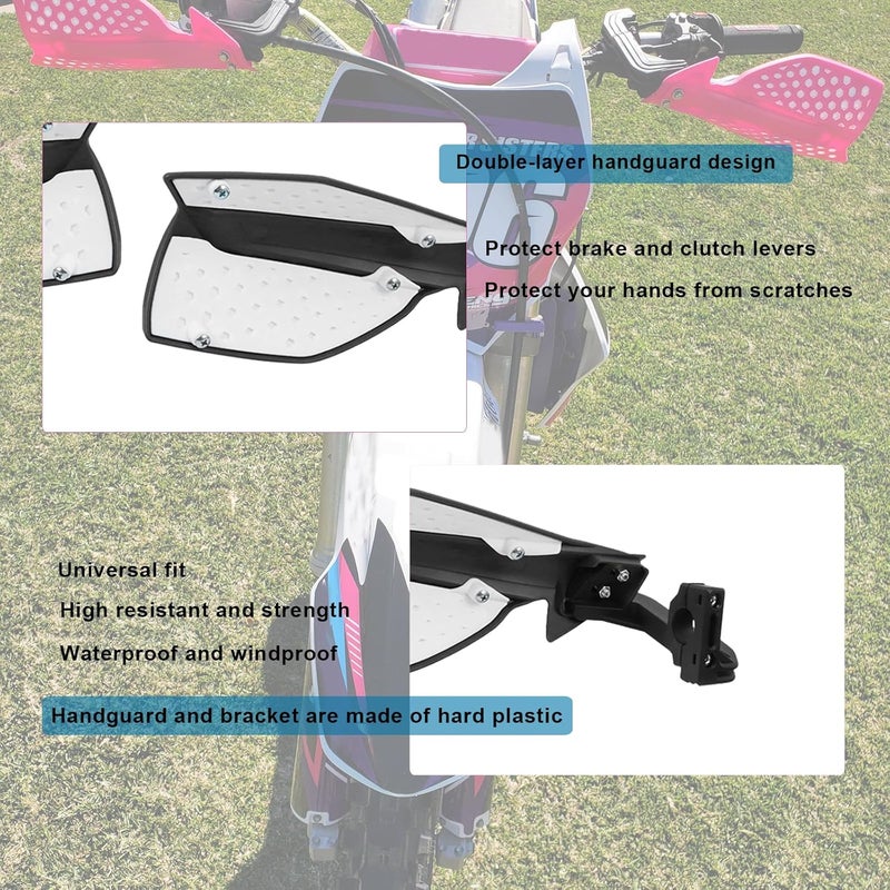 HAONEL Universal Dirt Bike Handguards 7/8" 22mm Plastic Motorcycle Handlebar Lever Hand Protector Accessories for Off-Road Motocross Enduro ATV Pit Bike(Black and White) - Image 2